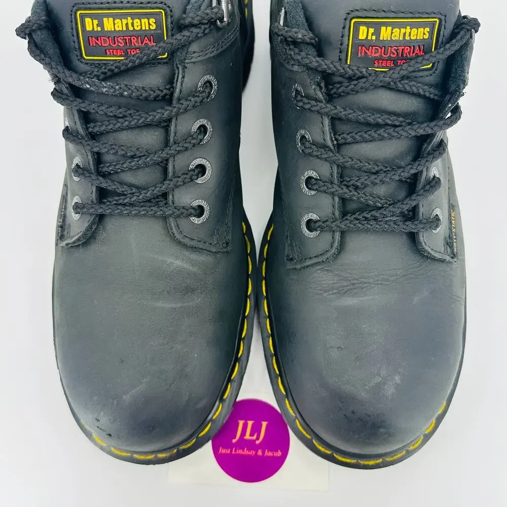Dr. Martens Men's Ashridge Black Greasy Leather Steel Toe Oxford Shoes Size 13